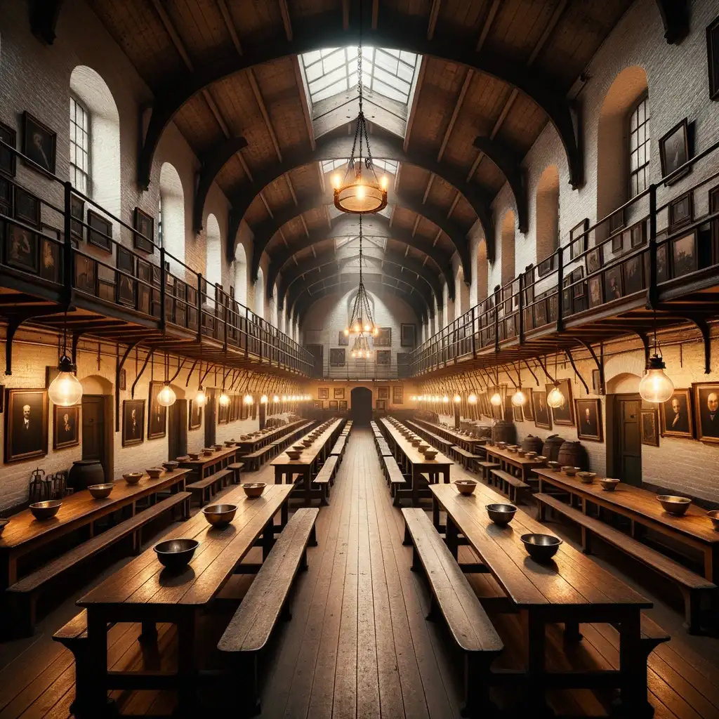 A 19th-century workhouse dining hall